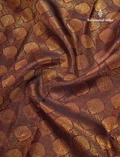 Kanjivaram Beautiful Dark Maroon Pure Silk Saree With Gold Zari Border