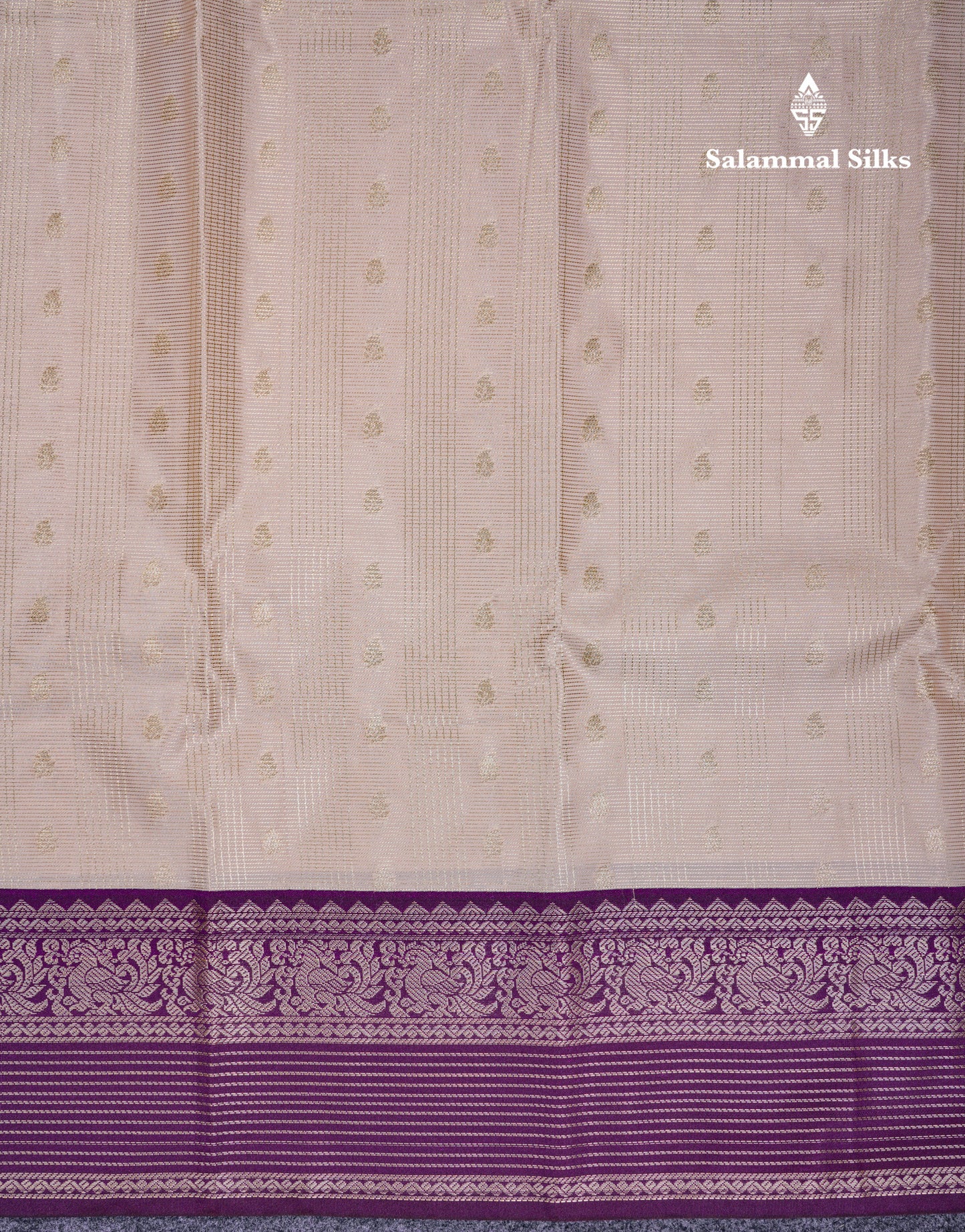 Beautiful Cream Sandal Vaira Oosi Semi Silk Saree With Contrast Dark Magenta Traditional Border