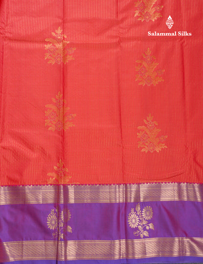 Elephant Grey Semi Silk Saree With Contrast Dark Purple Evening Morning Border