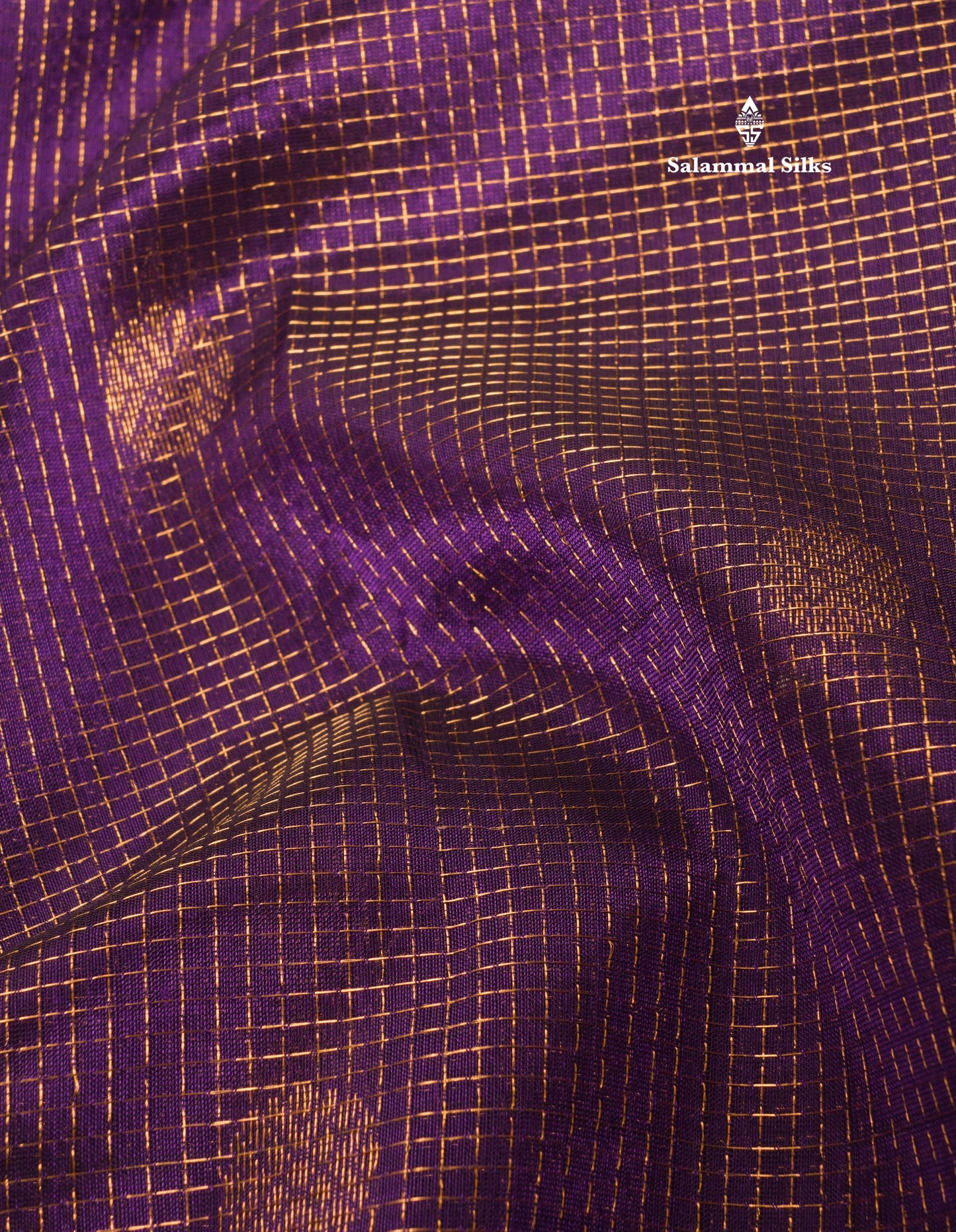 Violet Tiny Zari Checks Pure Silk Cotton Saree With Contrast Parrot Green Border
