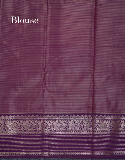Beautiful Cream Sandal Vaira Oosi Semi Silk Saree With Contrast Dark Magenta Traditional Border