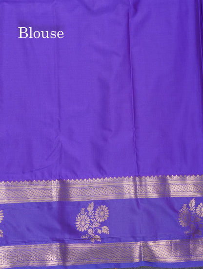 Elephant Grey Semi Silk Saree With Contrast Dark Purple Evening Morning Border