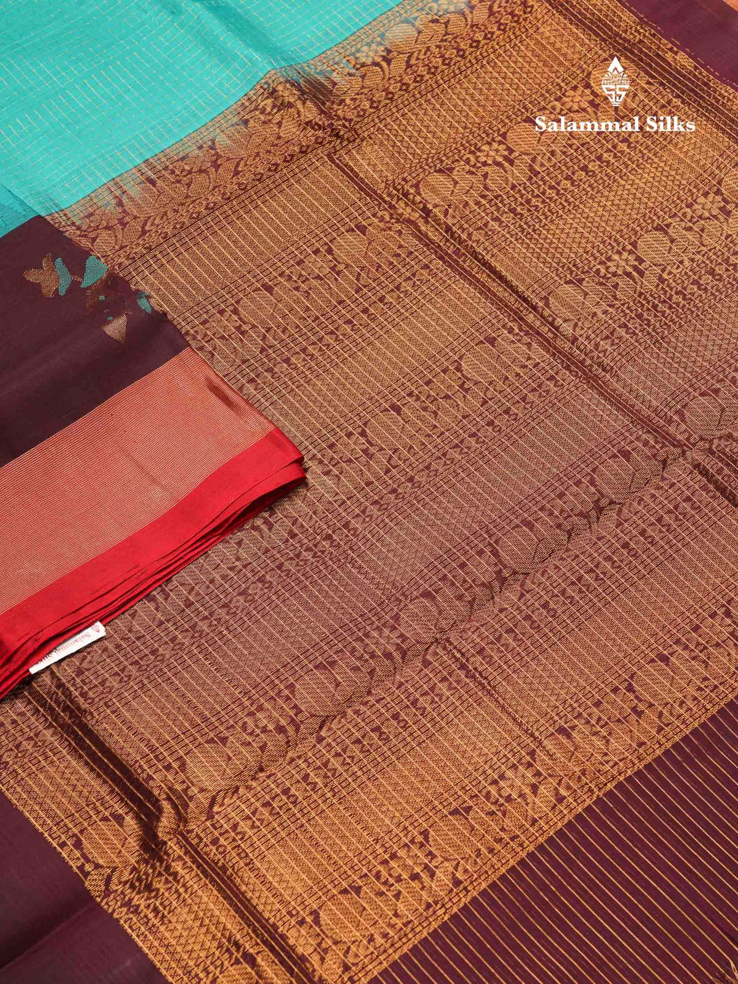 Beautiful Sapphire Blue Checks Handloom Pure Silk Cotton Saree With Dark Brown Traditional Evening Morning Border