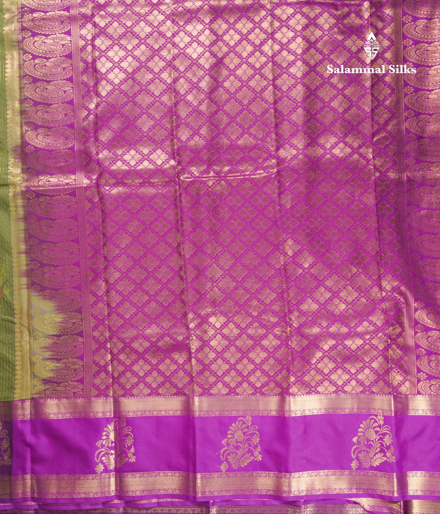 Elephant Grey Semi Silk Saree With Contrast Dark Purple Evening Morning Border
