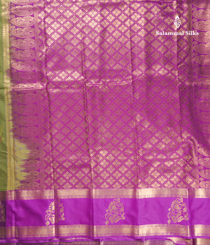 Elephant Grey Semi Silk Saree With Contrast Dark Purple Evening Morning Border