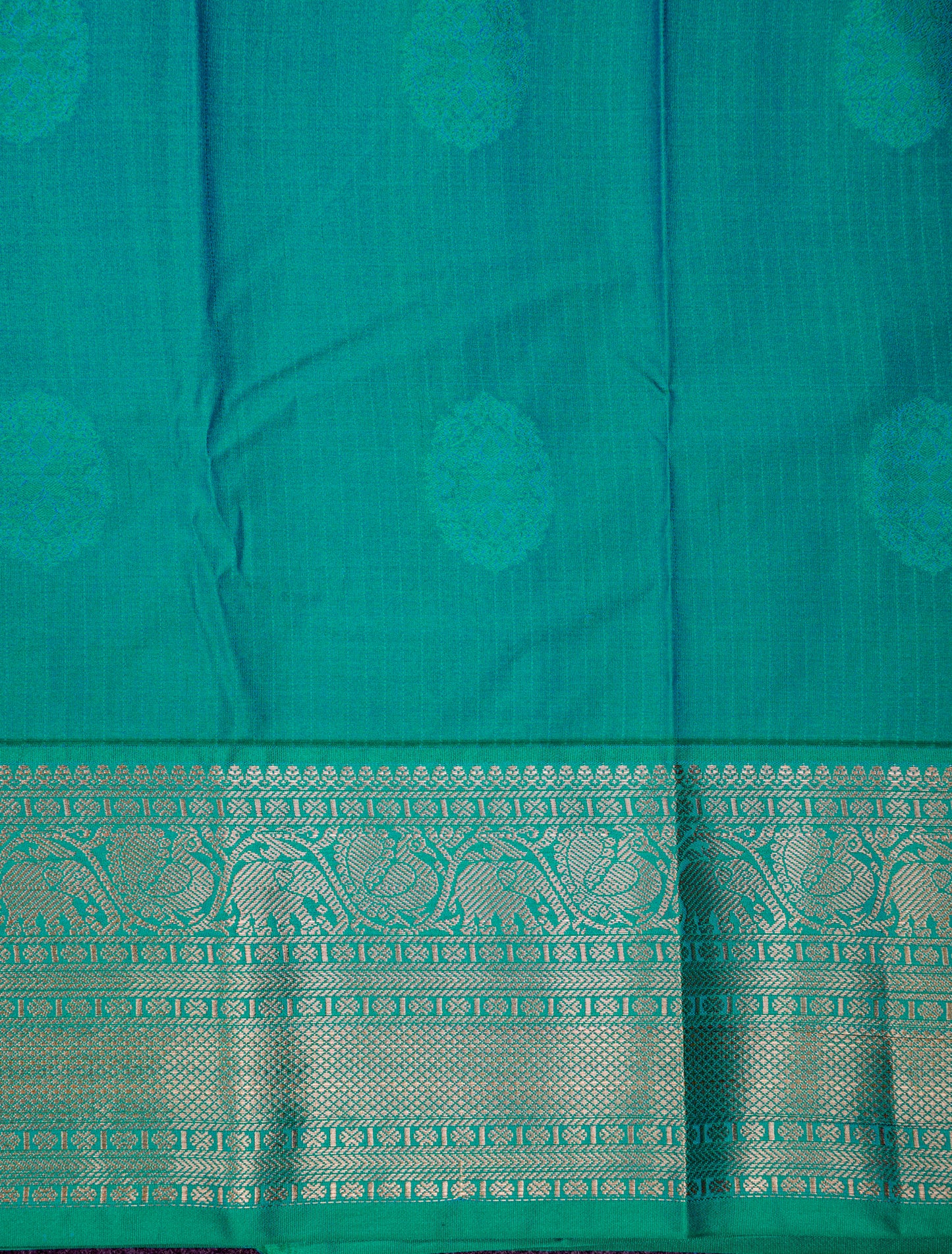Beautiful Mango Yellow Semi Silk Saree With Contrast Sapphire Green Traditional Evening Morning Border