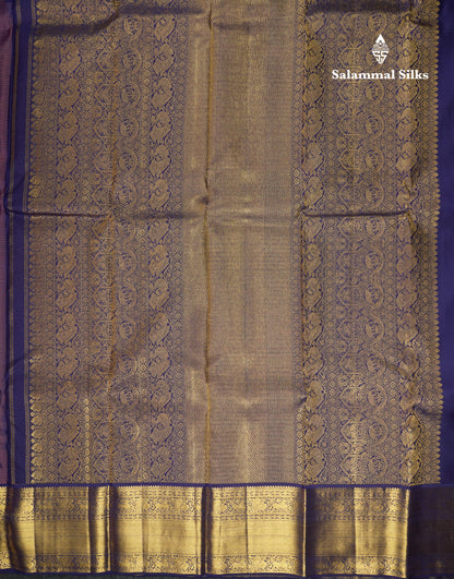 Kanjivaram Korvai Traditional Checks Baby Pink Silk Saree With Violet  Border