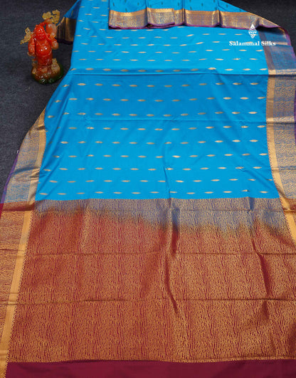 Beautiful Olive Green Malli Moggu Butta Semi Silk Saree With Contrast Dark Brown Fancy Border