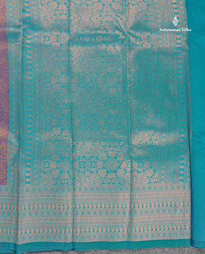 Semi Silk Saree - Navy Blue Colour Body With Contrast Teal Blue Evening Morning Border