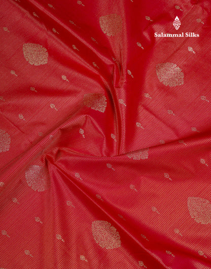 Beautiful Chilly Red Vaira Oosi Semi Silk Saree With Contrast Cream Sandal Traditional Rettapet Border