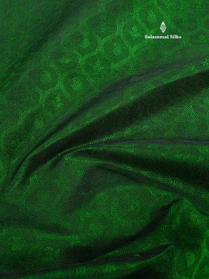 Beautiful Bottle Green Empose Design Pure Silk Cotton Saree With Gold Zari Borer