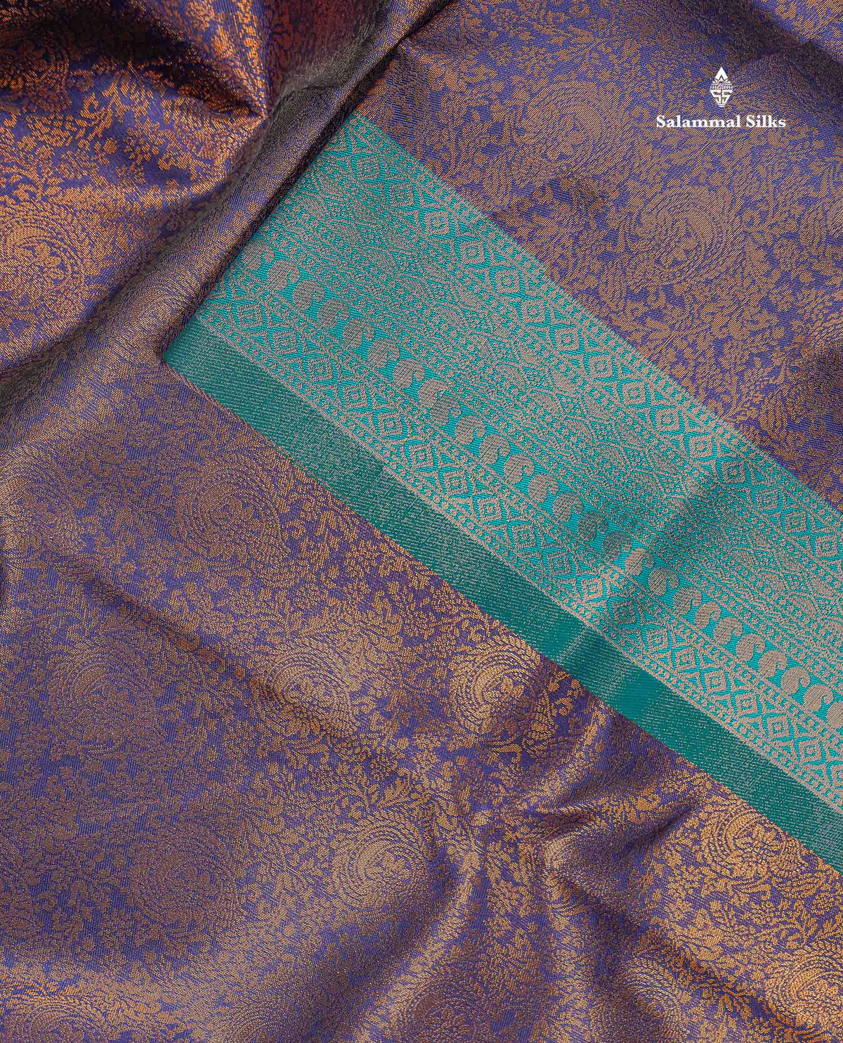 Semi Silk Saree - Navy Blue Colour Body With Contrast Teal Blue Evening Morning Border