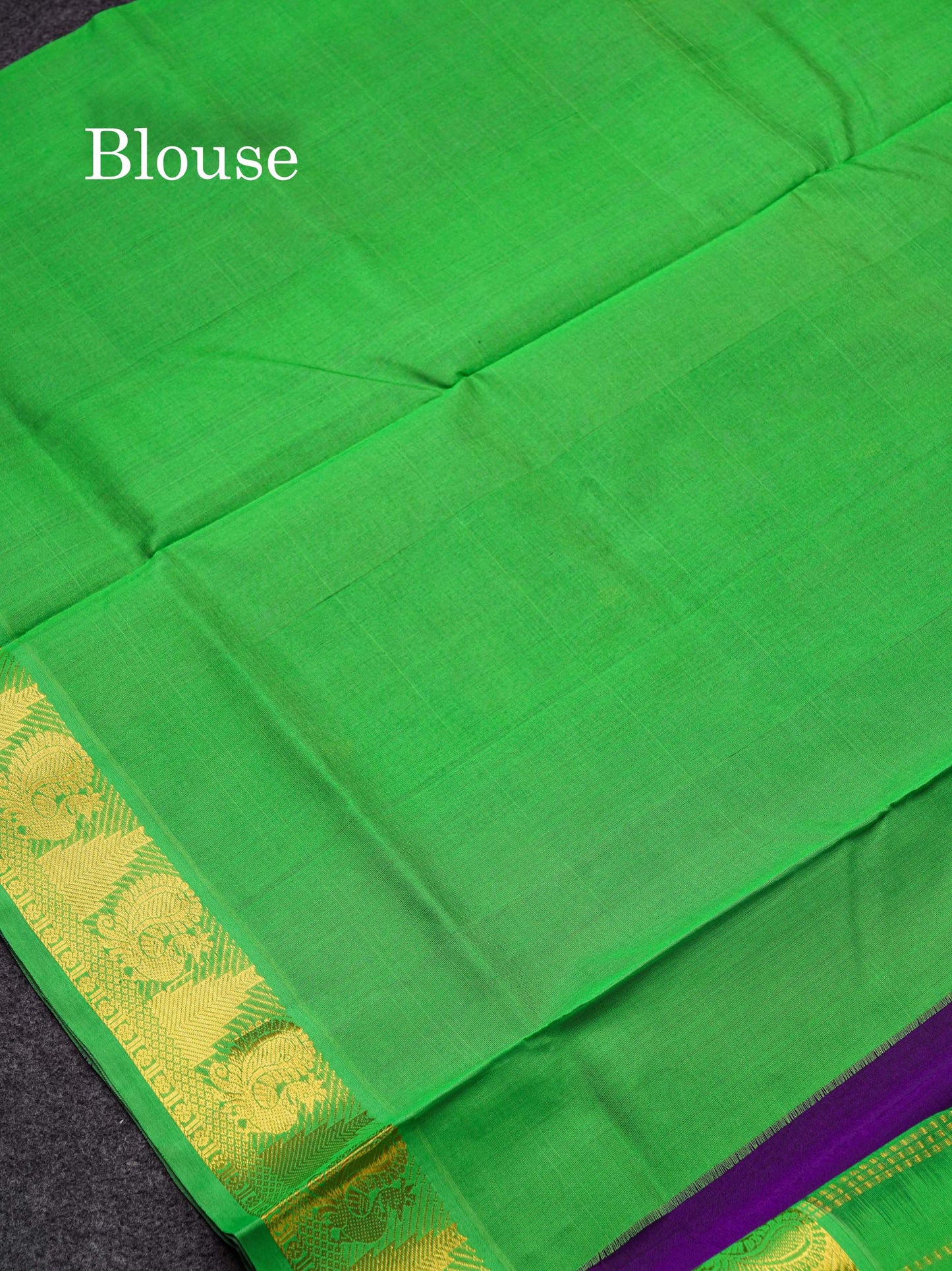 Beautiful Dark Violet Handloom Pure Silk Cotton Saree With Green Traditional Border