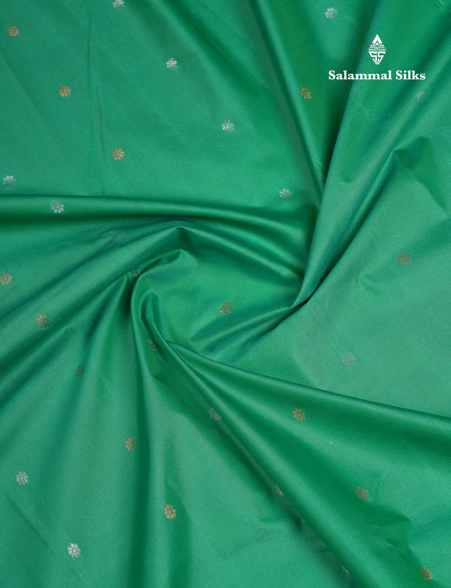 Beautiful Pink Silver & Gold Butta Semi Silk Saree With Traditional Temple Border