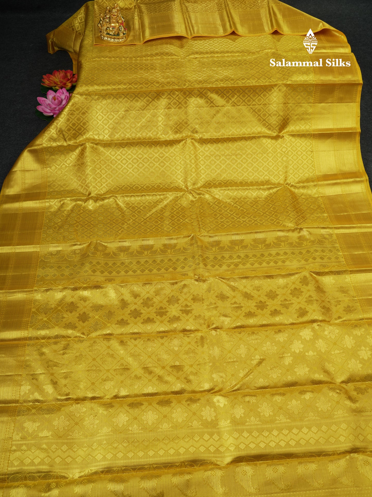 Beautiful Gold Tissue Bridal Pure Kanjivaram Silk Saree With Self Border
