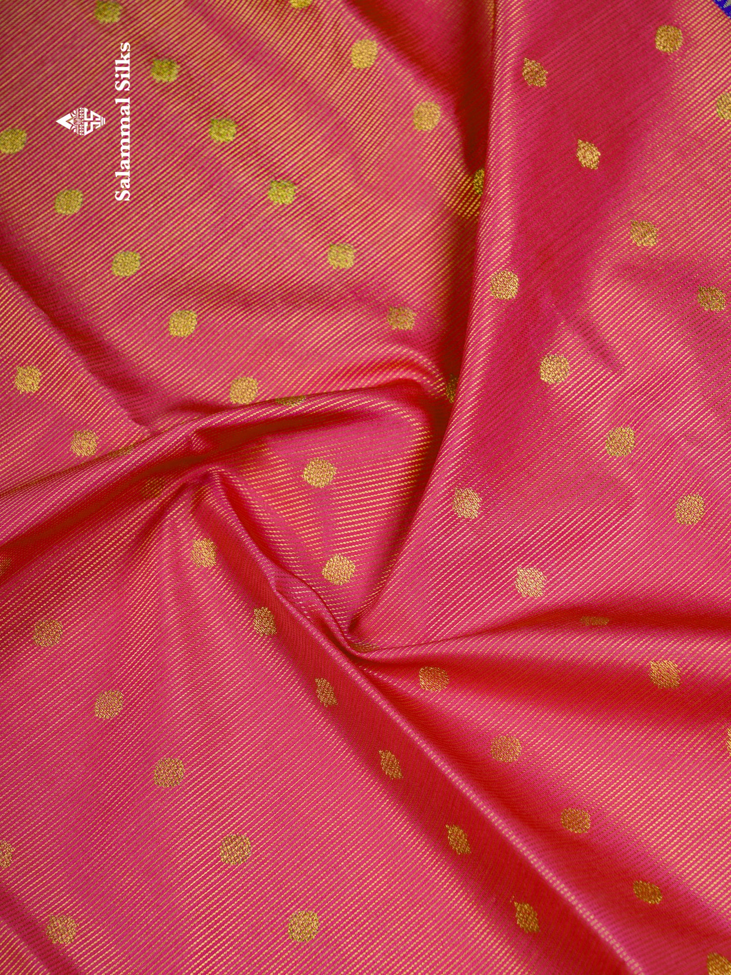 Beautiful Pink Vaira Oosi Semi Silk Saree With Contrast Violet Traditional Border
