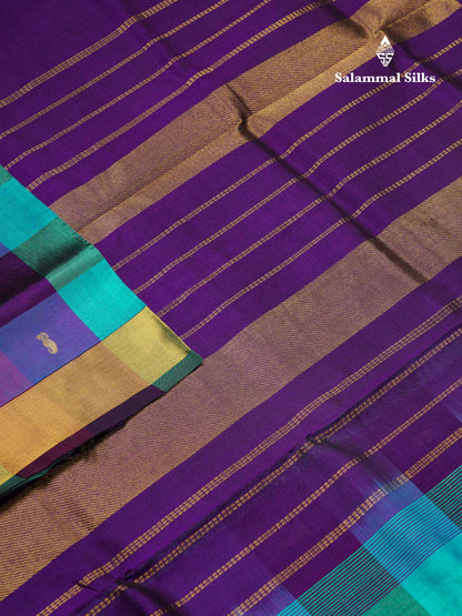 Beautiful Paalum Pazham Checks Handloom Pure Silk Cotton Saree With Self Border