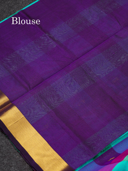 Beautiful Paalum Pazham Checks Handloom Pure Silk Cotton Saree With Self Border