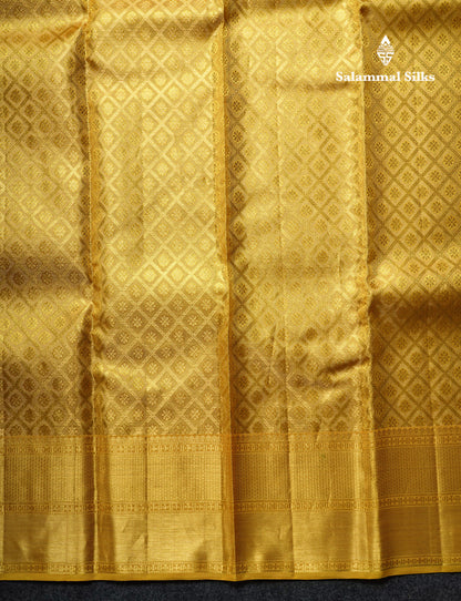 Beautiful Gold Tissue Bridal Pure Kanjivaram Silk Saree With Self Border
