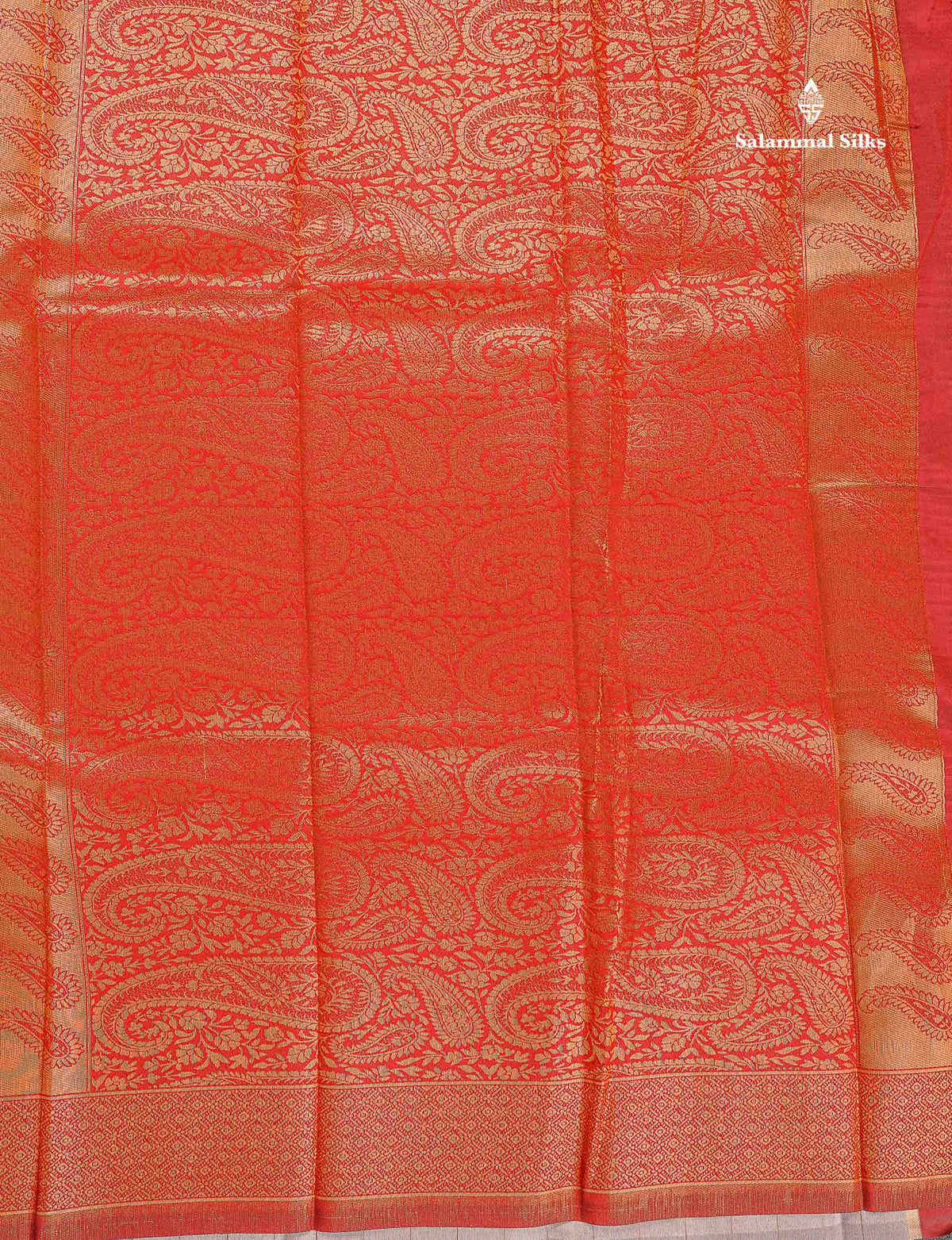 Semi Silk Saree - Peach Colour Body With Contrast Maroon Fancy Border