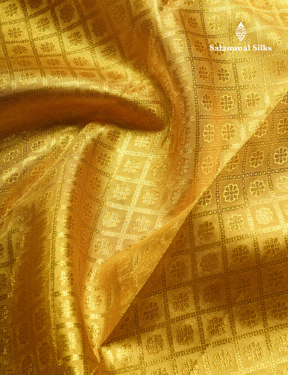 Beautiful Gold Tissue Bridal Pure Kanjivaram Silk Saree With Self Border