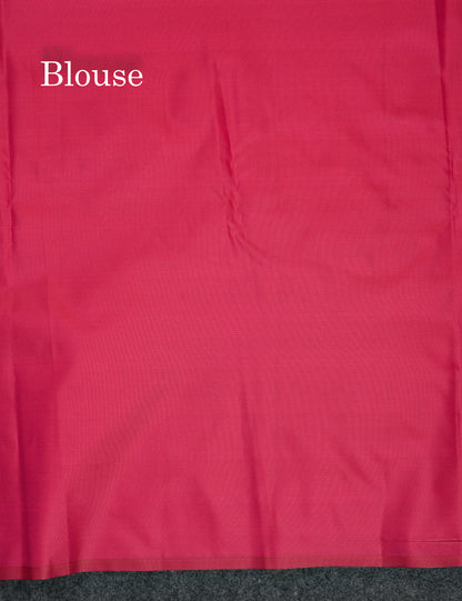 Beautiful Pink Silver & Gold Butta Semi Silk Saree With Traditional Temple Border