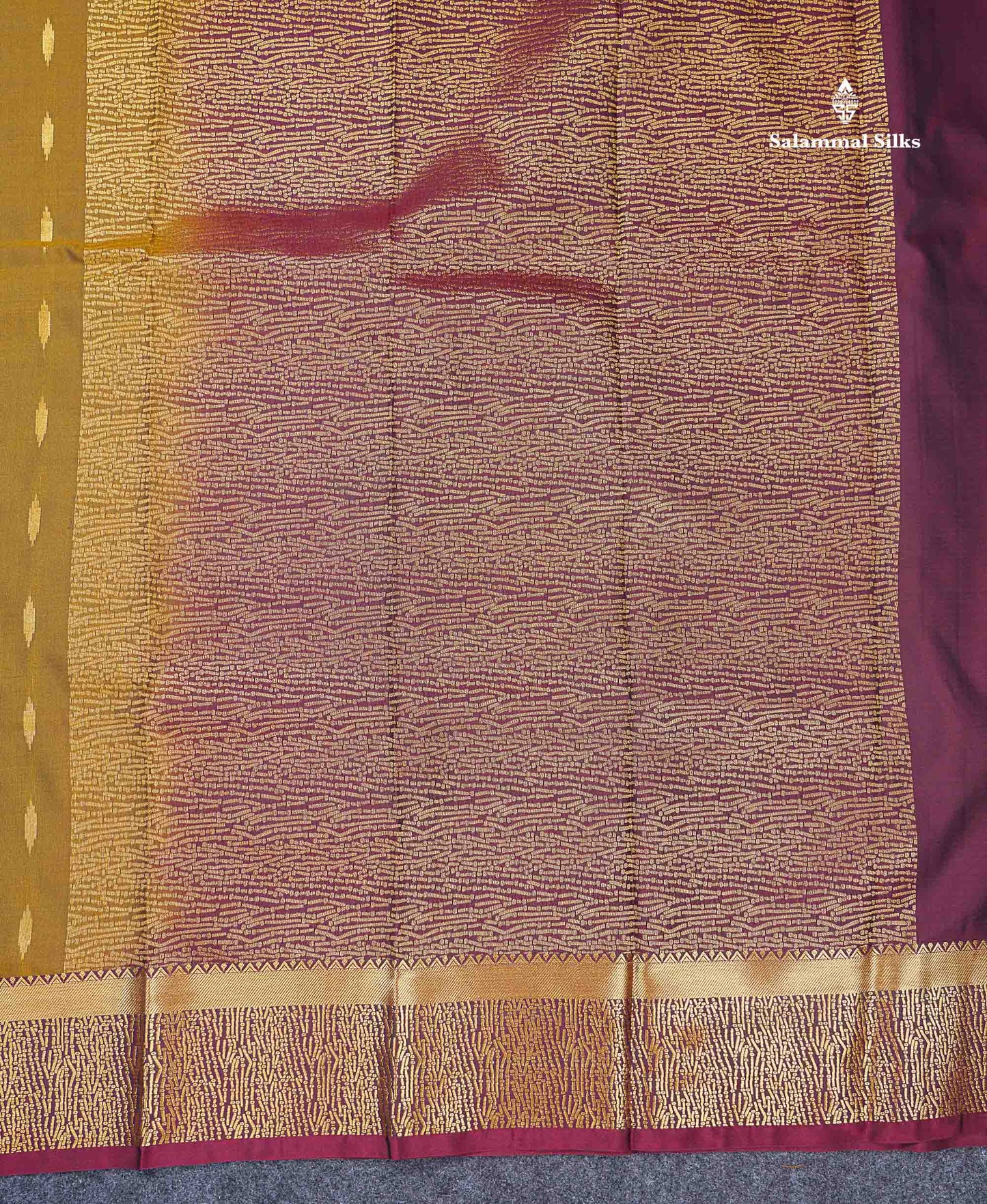 Beautiful Olive Green Malli Moggu Butta Semi Silk Saree With Contrast Dark Brown Fancy Border