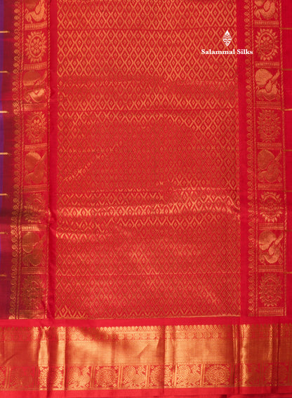 Beautiful Violet Mayil Chakram Pure Silk Cotton Saree With Traditional Border