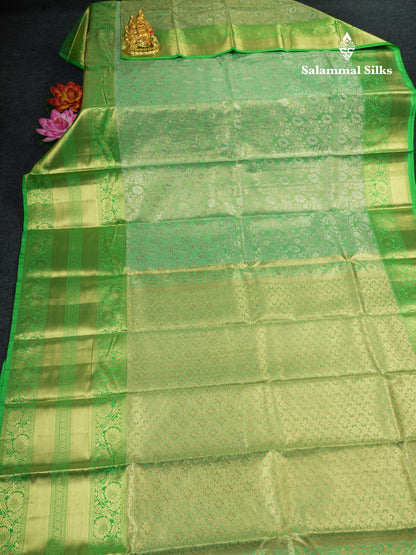 Beautiful Light Green Puremix Silk Saree With Contrast Green Border