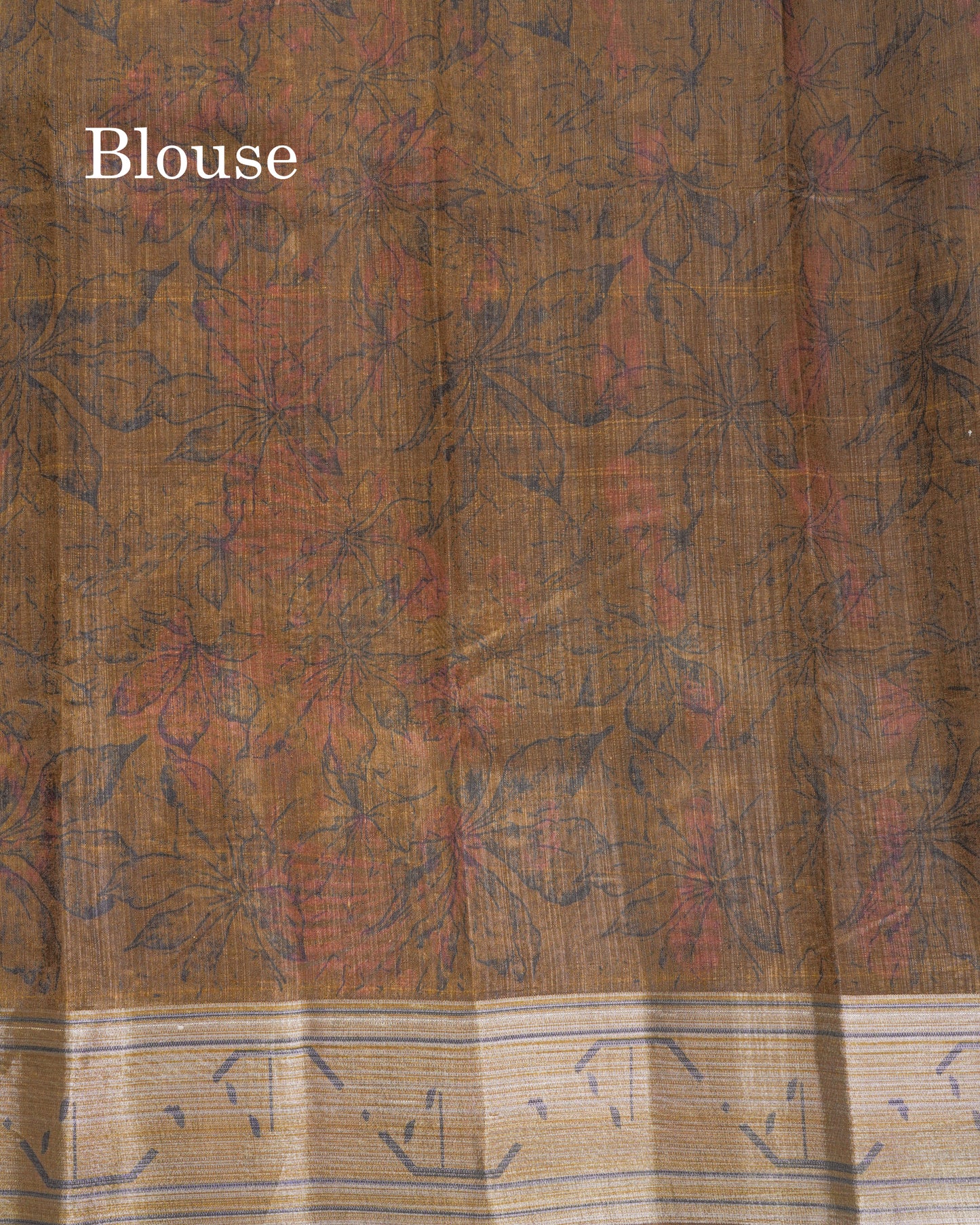 Beautiful Cream Sandal Mixed Cotton Saree With Contrast Olive Mustard Yellow Tissue Borber