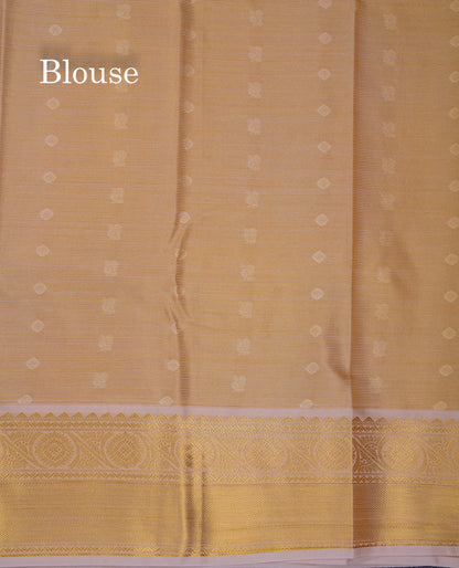 Beautiful Pinkish Orange Vaira Oosi With Butta Semi Silk Saree With Contrast Sandal Traditional Border