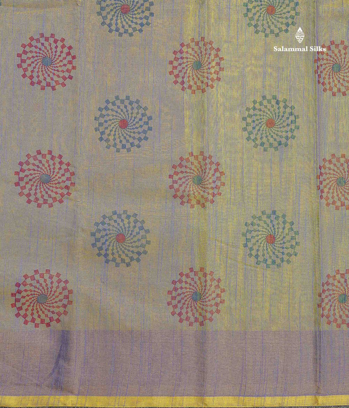 Cotton Mix Saree - Dual Tone Blue Colour Body Printed With Contrast Lemon Yellow Blouse
