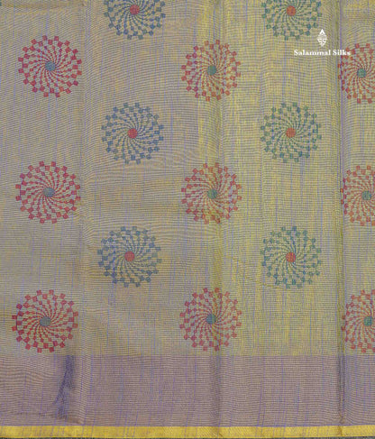Cotton Mix Saree - Dual Tone Blue Colour Body Printed With Contrast Lemon Yellow Blouse
