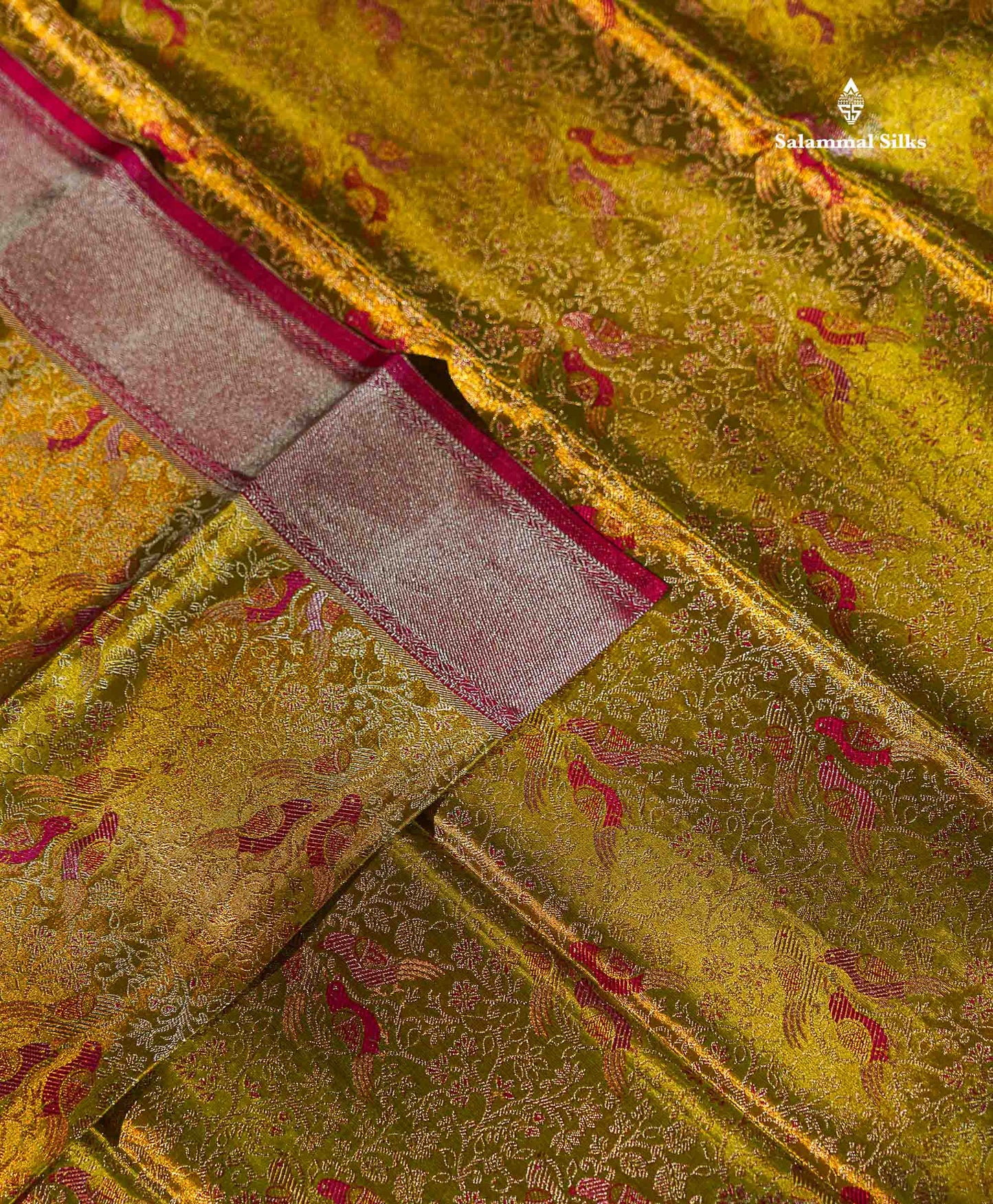 Beautiful Manthulir Green Menakari Work Tissue Bridal Pure Kanjivaram Silk Saree With Contrast Pink Fancy Evening Morning Border