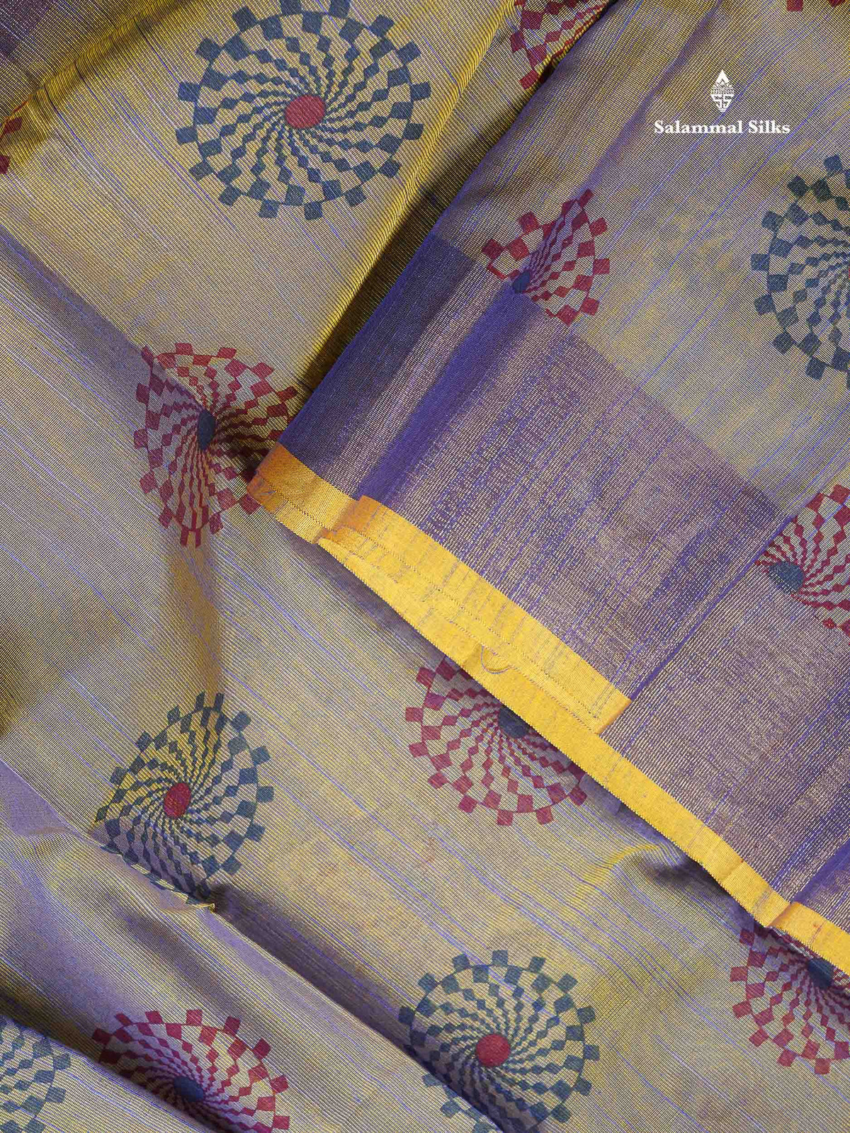 Cotton Mix Saree - Dual Tone Blue Colour Body Printed With Contrast Lemon Yellow Blouse
