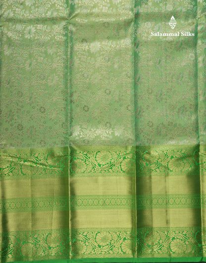 Beautiful Light Green Puremix Silk Saree With Contrast Green Border