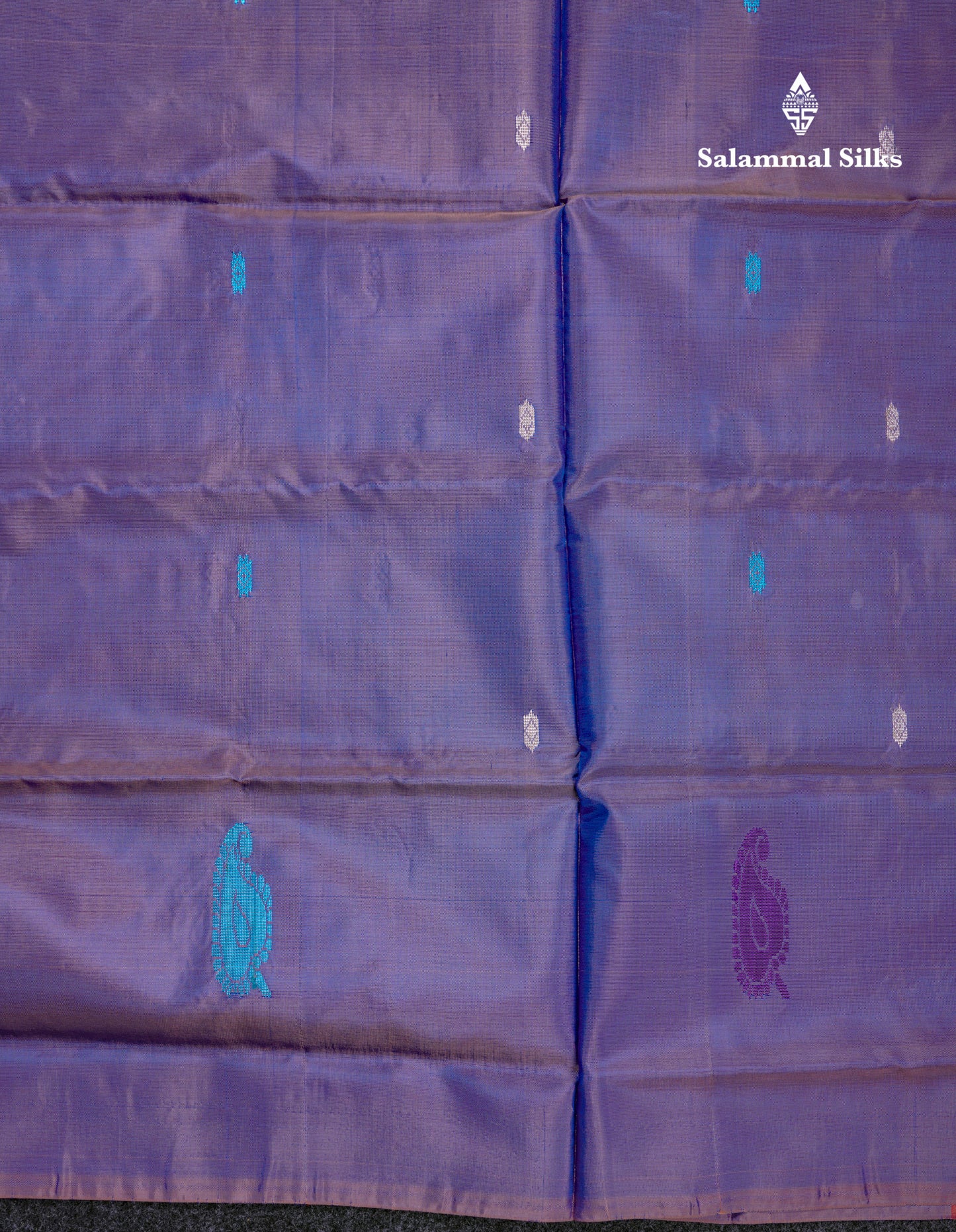Dual Tone Violet Thread work Buttas Banana Pinth Saree (Vaazhainaar Pattu) With Contrast Wine Blouse