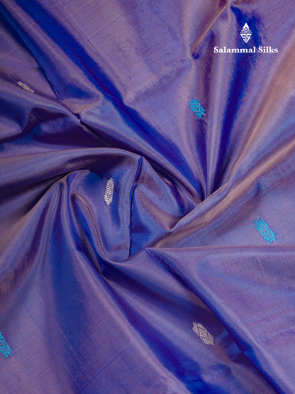 Dual Tone Violet Thread work Buttas Banana Pinth Saree (Vaazhainaar Pattu) With Contrast Wine Blouse