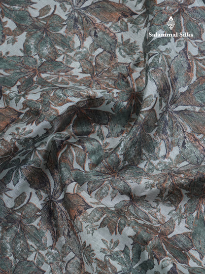 Beautiful Cream Sandal Mixed Cotton Saree With Contrast Olive Mustard Yellow Tissue Borber