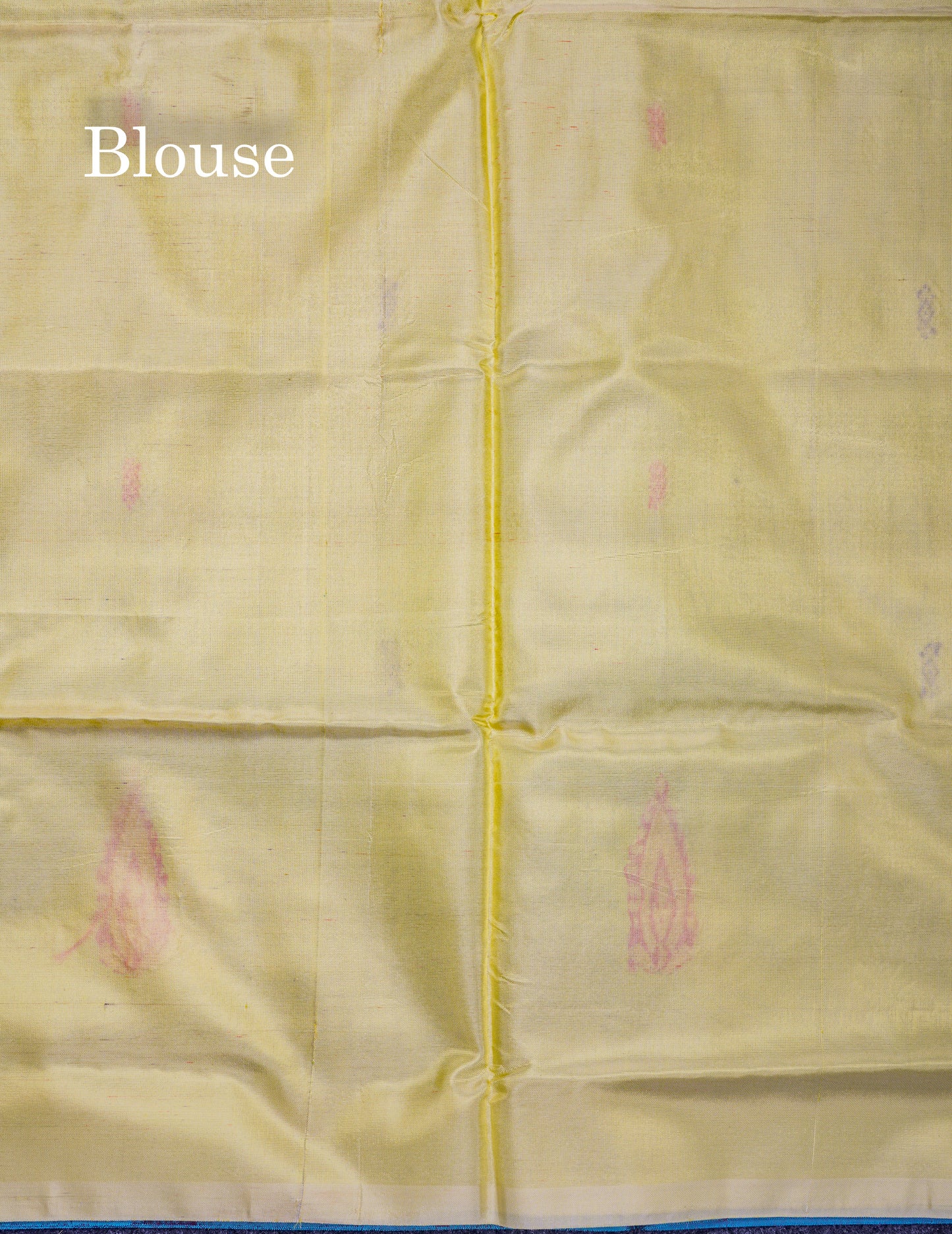 Dual Tone Blue Thread work Buttas Banana Pinth Saree (Vaazhainaar Pattu) With Contrast Light Yellow Blouse