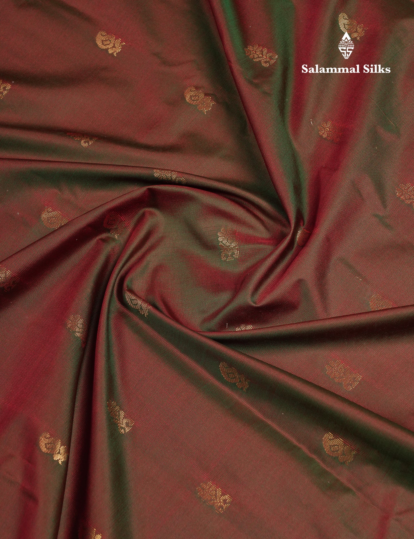 Beautiful Dual Tone Manthulir Green Semi Silk Saree With Contrast Chilly Red Traditional Temple Border