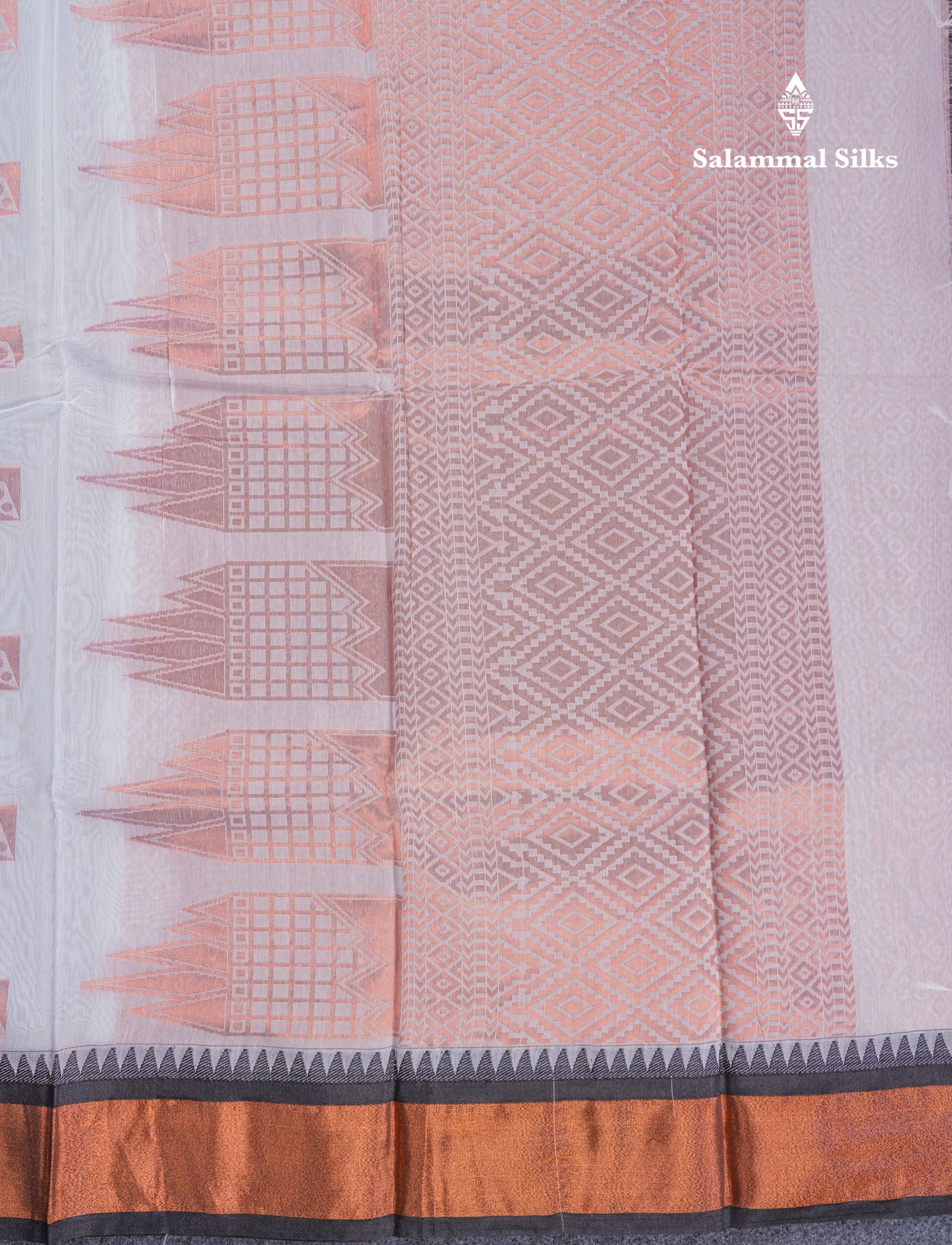 Beautiful White Kota Cotton Saree With Contrast Ganga Jamuna Border