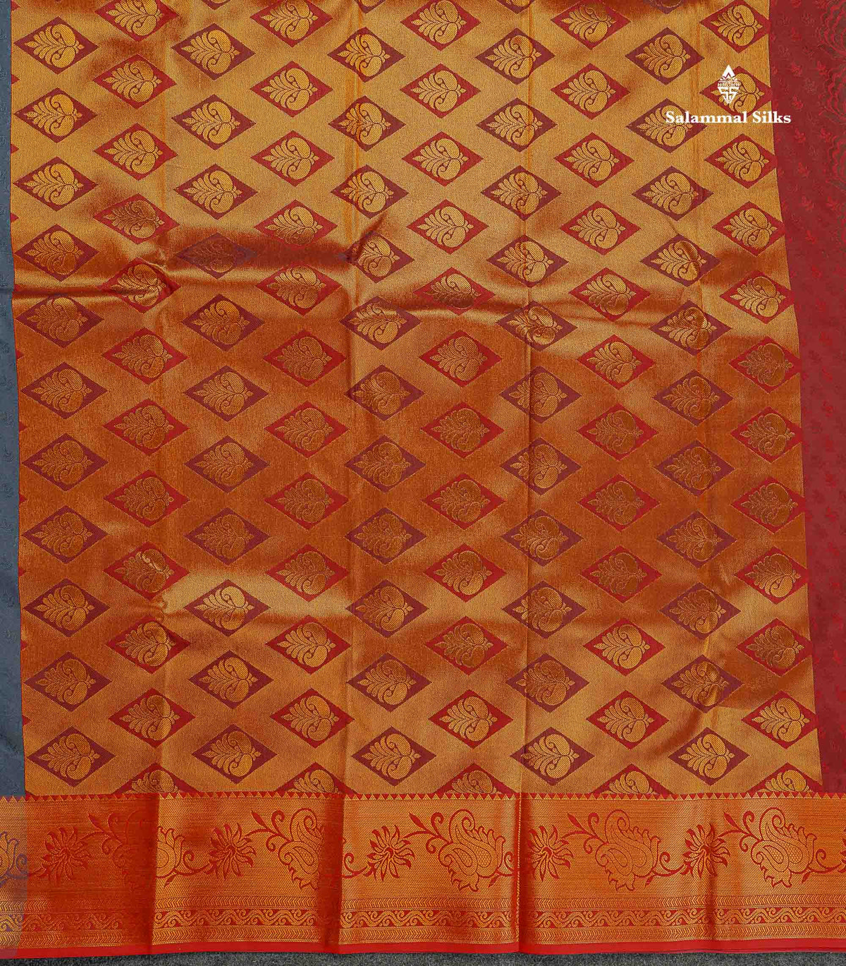 Semi Silk Saree - Red Colour Body With Contrast Dual Tone Green Blouse