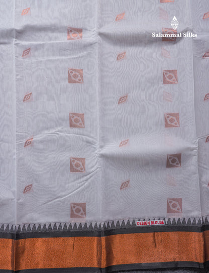 Beautiful White Kota Cotton Saree With Contrast Ganga Jamuna Border