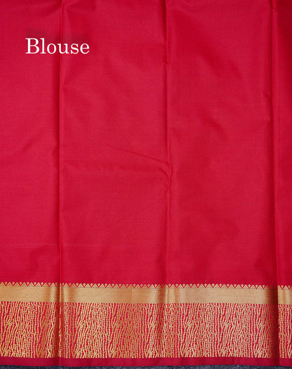 Beautiful Olive Green Malli Moggu Butta Semi Silk Saree With Contrast Dark Brown Fancy Border