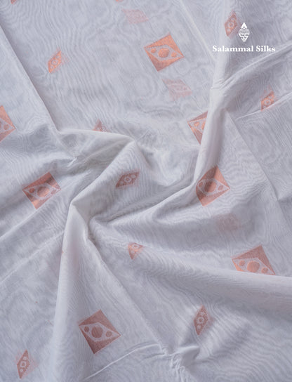 Beautiful White Kota Cotton Saree With Contrast Ganga Jamuna Border