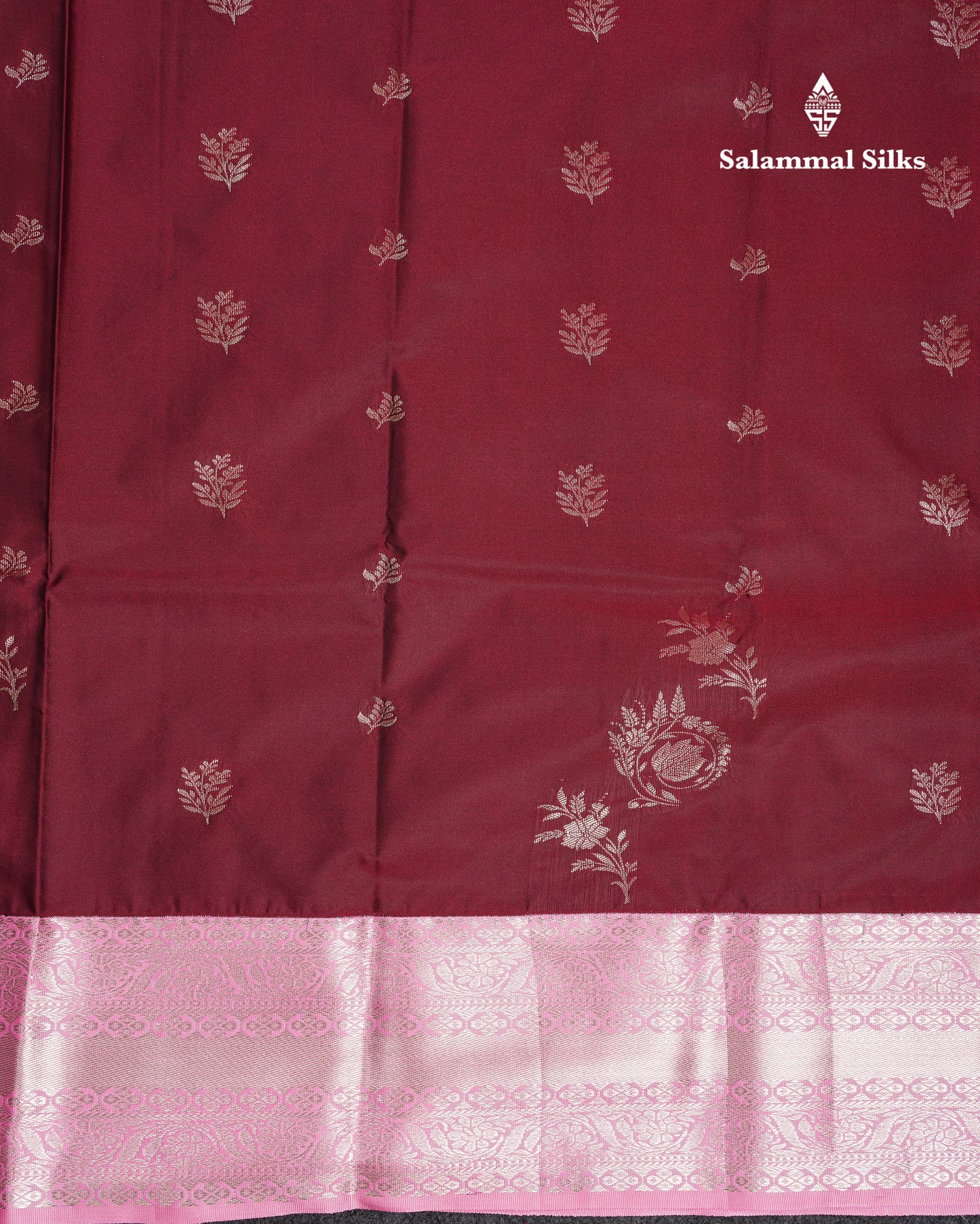 Beautiful Violet Semi Silk Saree With Contrast Baby Pink Traditional Border