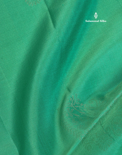 Kanjivaram Beautiful Saffire Green Pure Soft Silk Saree With Contrast Violet Blouse