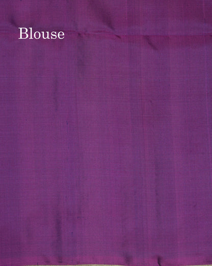 Kanjivaram Beautiful Saffire Green Pure Soft Silk Saree With Contrast Violet Blouse