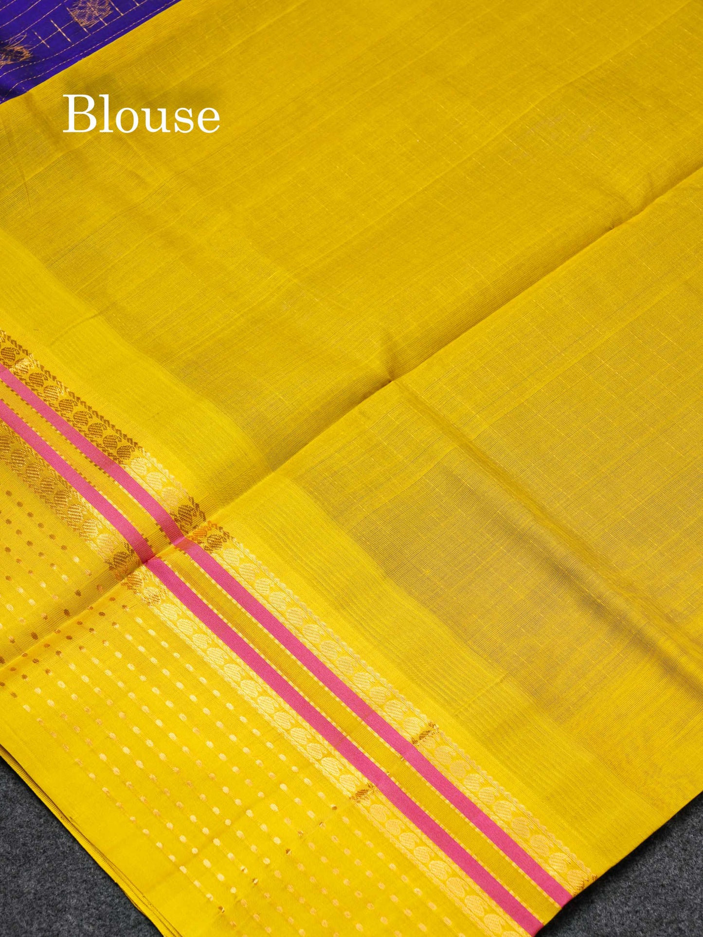 Beautiful Royal Blue Traditional Checks And Buttas Handloom Pure Silk Cotton Saree With Yellow Evening Morning Border